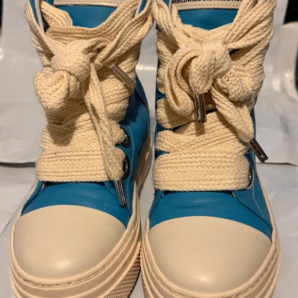 CRISTIAN ZEROTRE CALIPSO -300 BLUE NAPOLI LEATHER WOMEN High-Top Sneakers - Picture 3 of 9